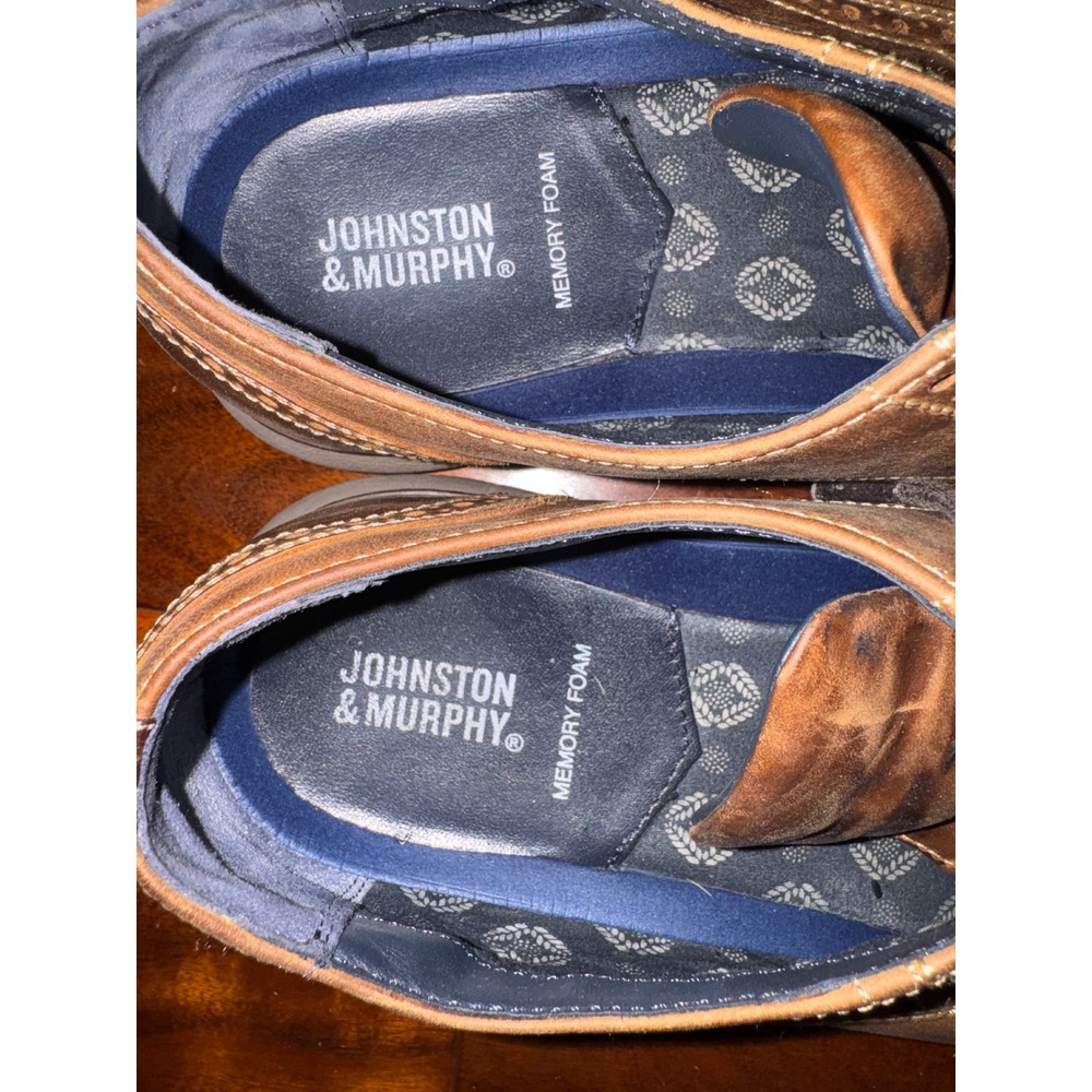 Johnston & Murphy McGuffey‎ Plain Toe Tan Leather Derby Shoes Mens 7M 59-2938 - Picture 3 of 5